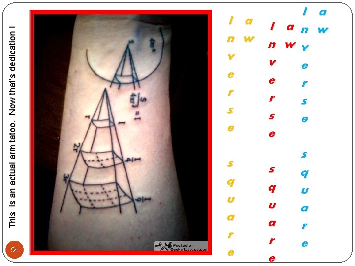 This is an actual arm tatoo. Now that’s dedication ! 54 I a n