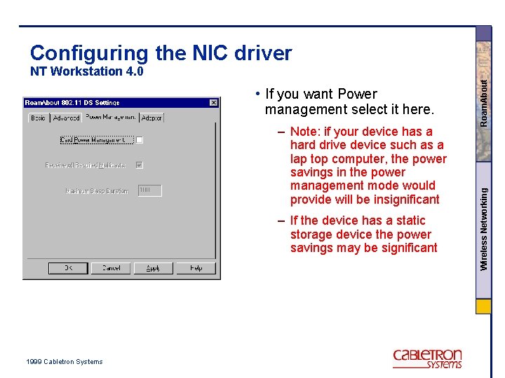 Configuring the NIC driver – Note: if your device has a hard drive device