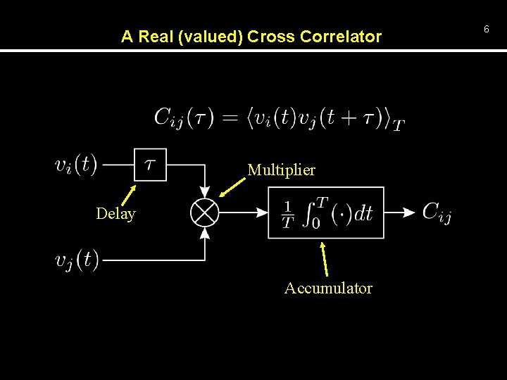A Real (valued) Cross Correlator Multiplier Delay Accumulator 6 