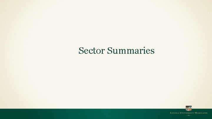 Sector Summaries 