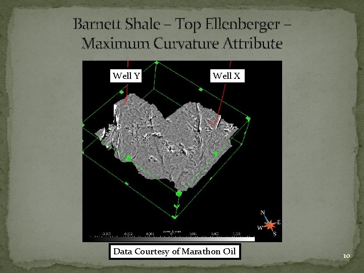 Barnett Shale – Top Ellenberger – Maximum Curvature Attribute Well Y Well X Data