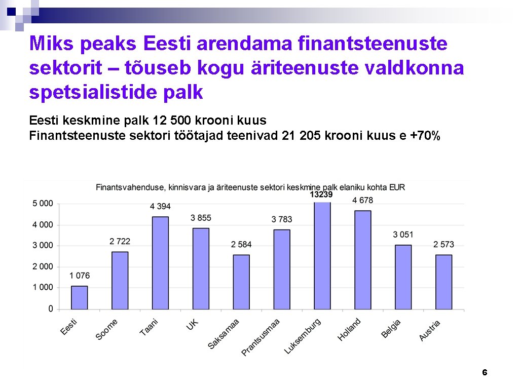 Miks peaks Eesti arendama finantsteenuste sektorit – tõuseb kogu äriteenuste valdkonna spetsialistide palk Eesti