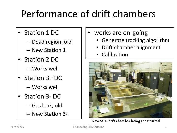 Performance of drift chambers • Station 1 DC – Dead region, old – New