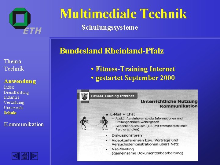 Multimediale Technik ETH Schulungssysteme Bundesland Rheinland-Pfalz Thema Technik Anwendung Index Dienstleistung Industrie Verwaltung Universität