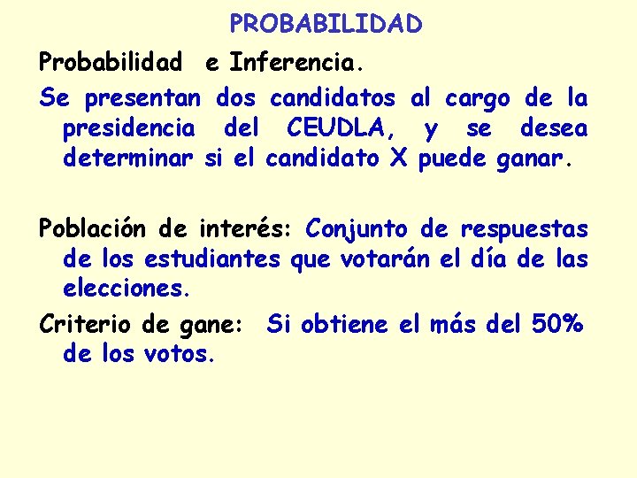 PROBABILIDAD Probabilidad e Inferencia. Se presentan dos candidatos al cargo de la presidencia del PROBABILIDAD Probabilidad e Inferencia. Se presentan dos candidatos al cargo de la presidencia del