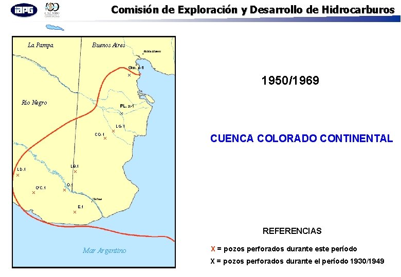 Comisión de Exploración y Desarrollo de Hidrocarburos La Pampa Buenos Aires x 1950/1969 Río