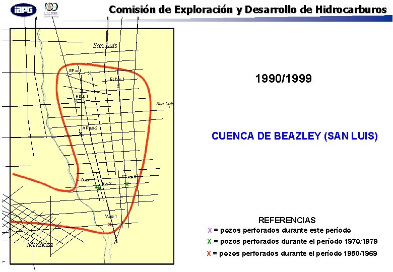 Comisión de Exploración y Desarrollo de Hidrocarburos San Luís EP. x-1 X x 1990/1999