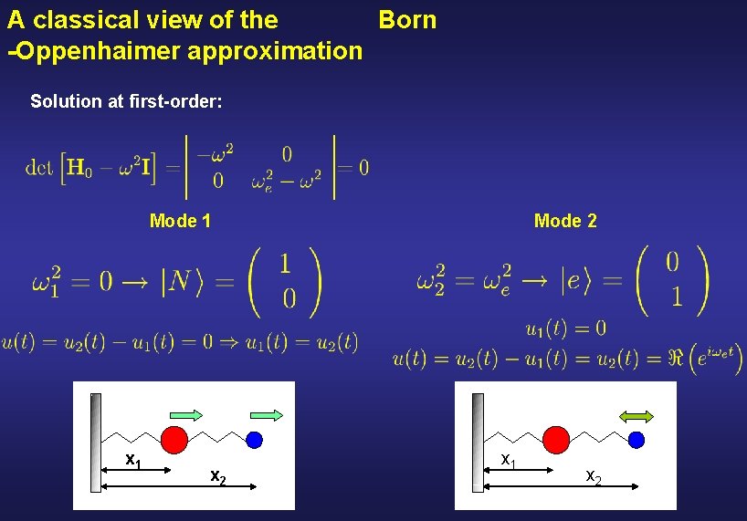 A classical view of the Born -Oppenhaimer approximation Solution at first-order: Mode 1 x