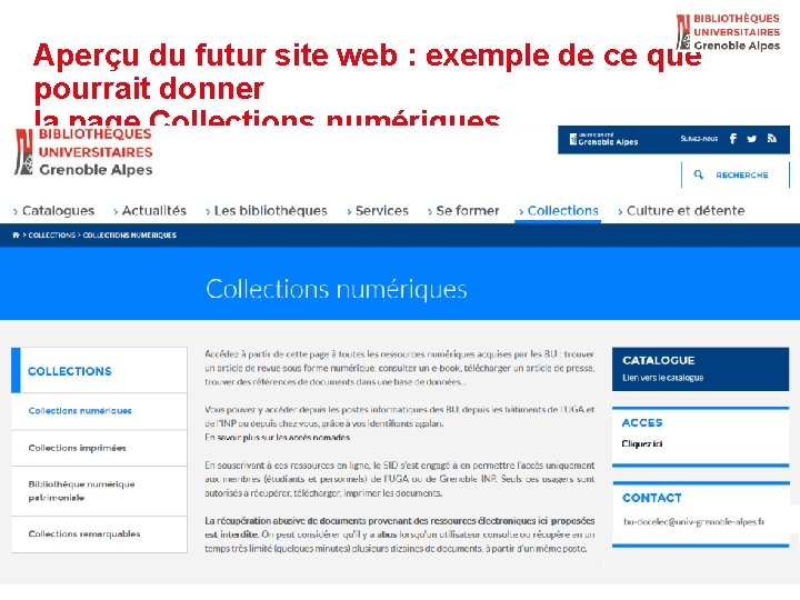 Aperçu du futur site web : exemple de ce que pourrait donner la page
