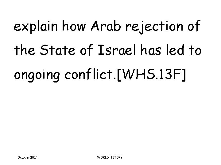 explain how Arab rejection of the State of Israel has led to ongoing conflict.