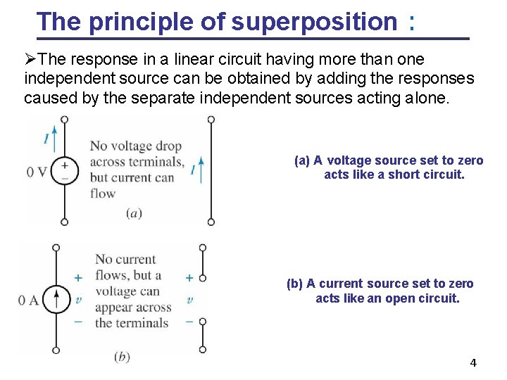 The principle of superposition : ØThe response in a linear circuit having more than