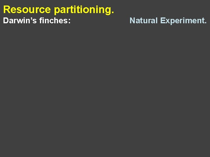 Resource partitioning. Darwin’s finches: Natural Experiment. 