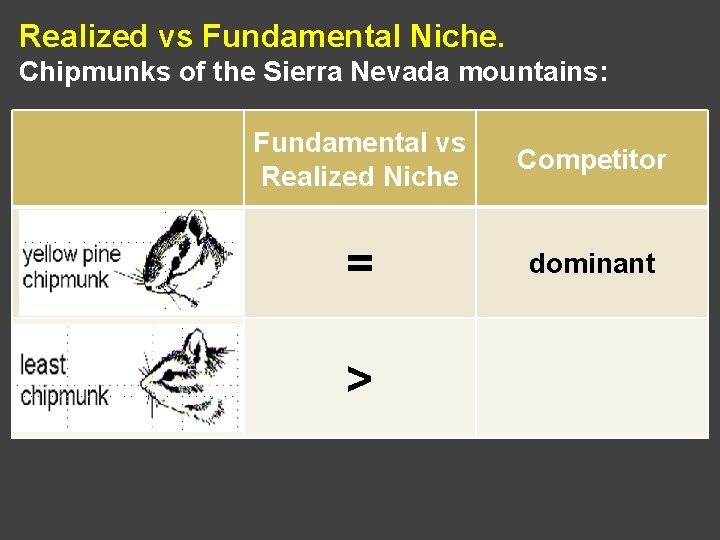 Realized vs Fundamental Niche. Chipmunks of the Sierra Nevada mountains: Fundamental vs Realized Niche