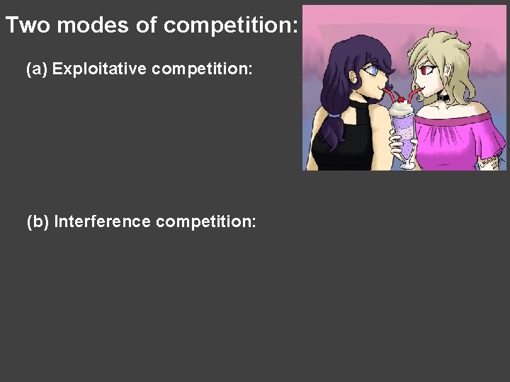 Two modes of competition: (a) Exploitative competition: (b) Interference competition: 