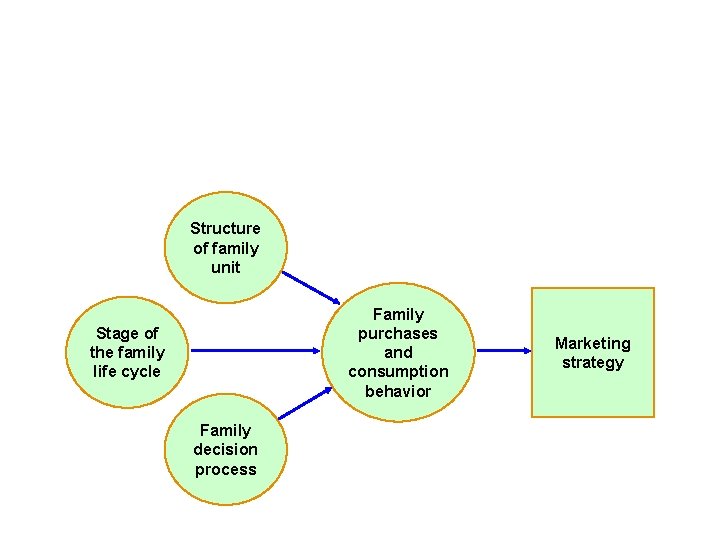 Structure of family unit Family purchases and consumption behavior Stage of the family life