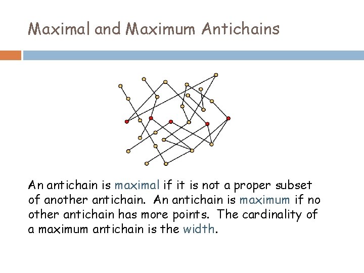 Maximal and Maximum Antichains An antichain is maximal if it is not a proper