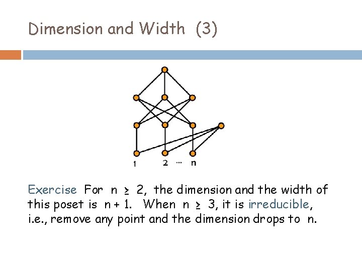 Dimension and Width (3) Exercise For n ≥ 2, the dimension and the width