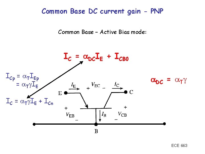 Common Base DC current gain - PNP Common Base – Active Bias mode: IC