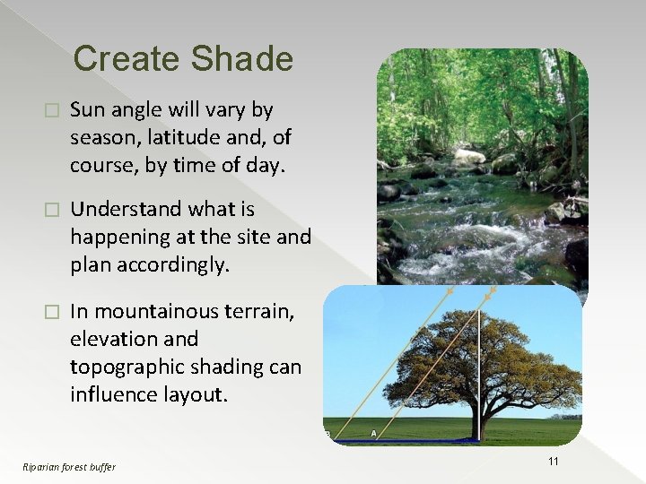 Create Shade � Sun angle will vary by season, latitude and, of course, by