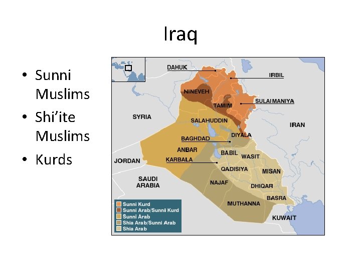 Iraq • Sunni Muslims • Shi’ite Muslims • Kurds 