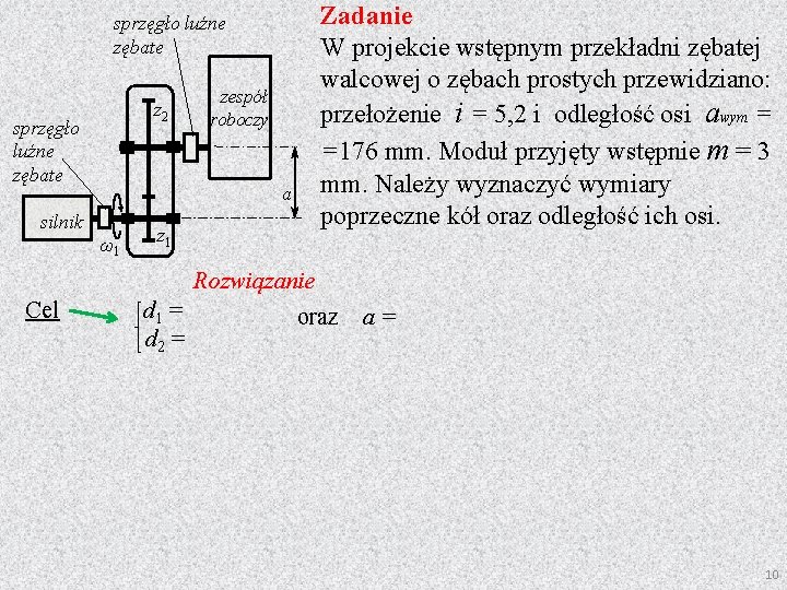 sprzęgło luźne zębate z 2 sprzęgło luźne zębate a silnik ω1 Cel zespół roboczy