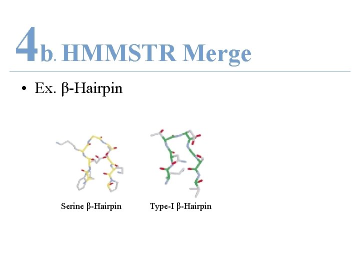 4 b HMMSTR Merge. • Ex. β-Hairpin Serine β-Hairpin Type-I β-Hairpin 