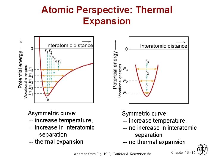Atomic Perspective: Thermal Expansion Asymmetric curve: -- increase temperature, -- increase in interatomic separation