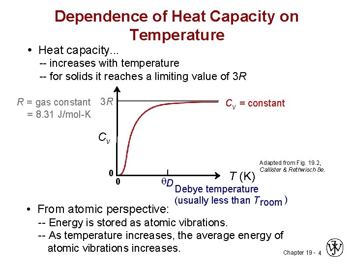 Dependence of Heat Capacity on Temperature • Heat capacity. . . -- increases with