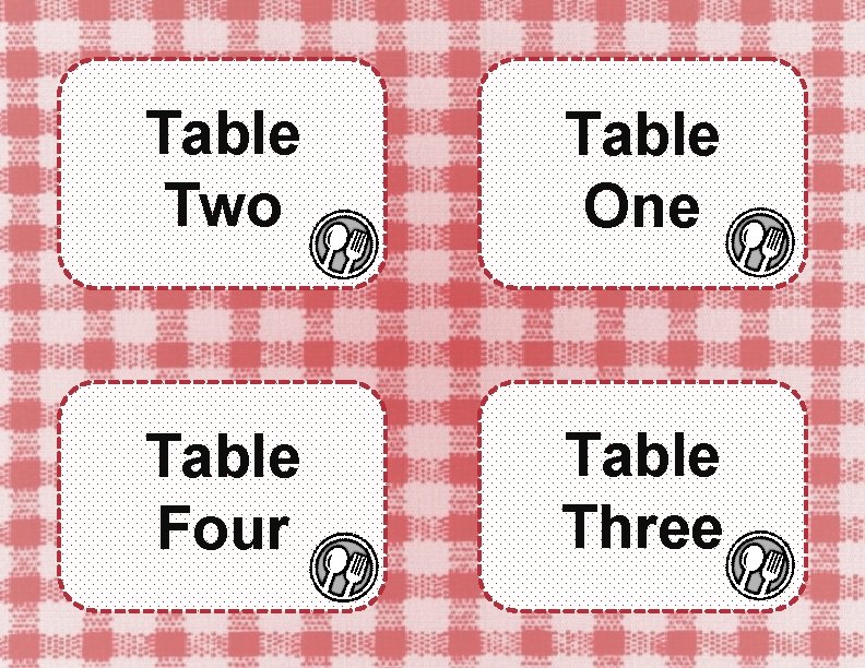 Table Two Table One Table Four Table Three 