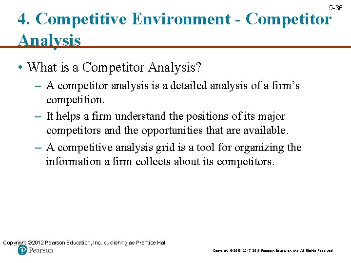 5 -36 4. Competitive Environment - Competitor Analysis • What is a Competitor Analysis?
