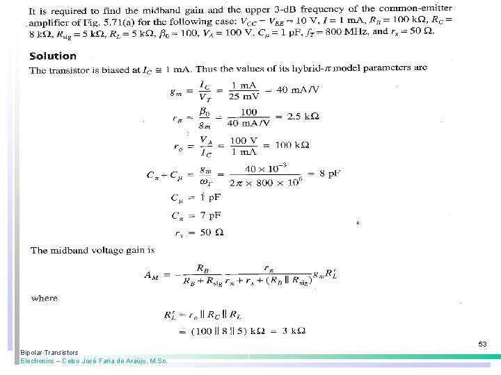 53 Bipolar Transistors Electronics – Celso José Faria de Araújo, M. Sc. 53 Bipolar Transistors Electronics – Celso José Faria de Araújo, M. Sc.