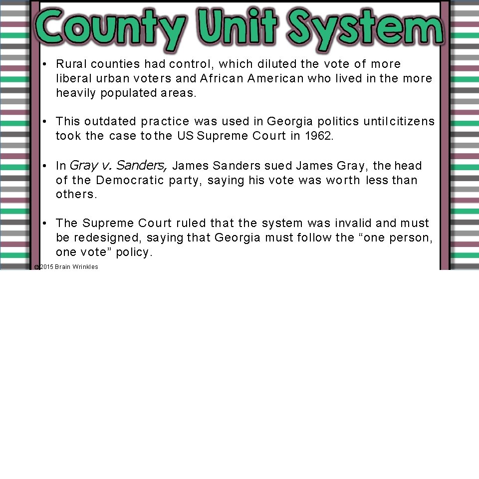 • Rural counties had control, which diluted the vote of more liberal urban