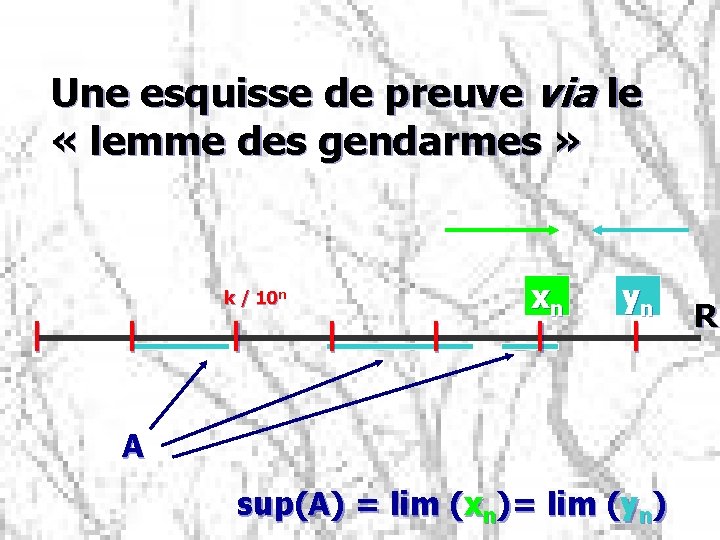 Une esquisse de preuve via le « lemme des gendarmes » xn yn |