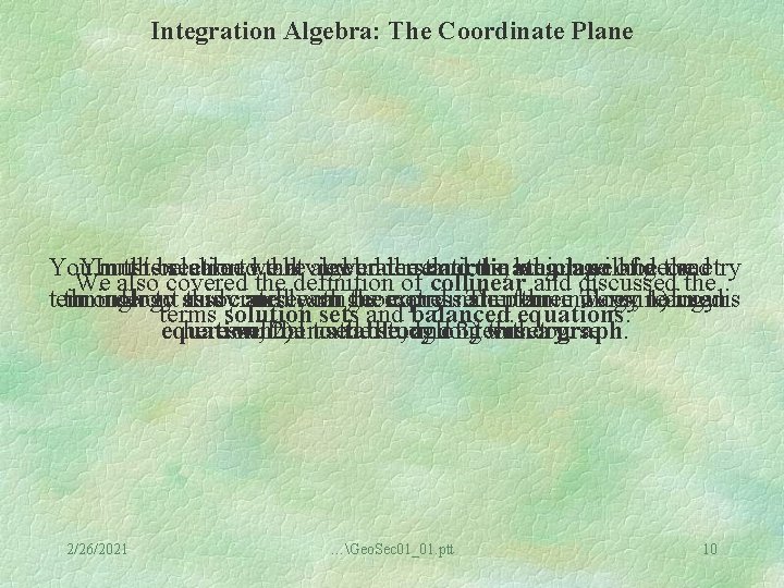 Integration Algebra: The Coordinate Plane You In must this then be section learned able
