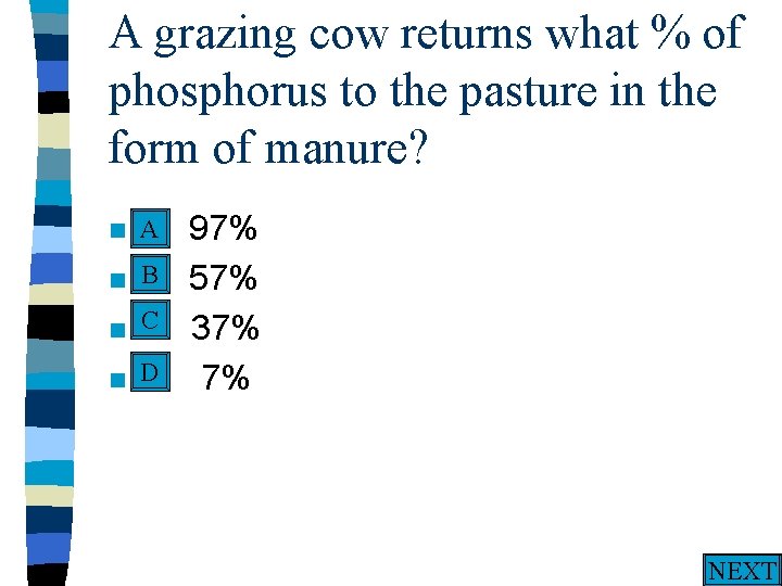 A grazing cow returns what % of phosphorus to the pasture in the form