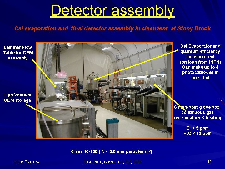 Detector assembly Cs. I evaporation and final detector assembly in clean tent at Stony