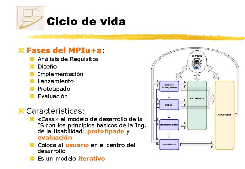 Ciclo de vida z Fases del MPIu+a: z z z Análisis de Requisitos Diseño Ciclo de vida z Fases del MPIu+a: z z z Análisis de Requisitos Diseño