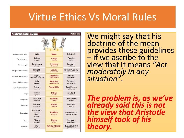 Virtue Ethics Vs Moral Rules We might say that his doctrine of the mean