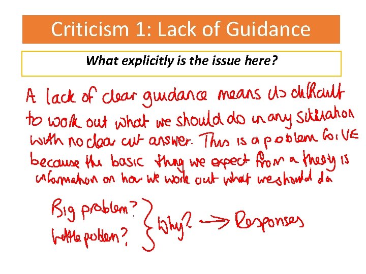 Criticism 1: Lack of Guidance What explicitly is the issue here? 