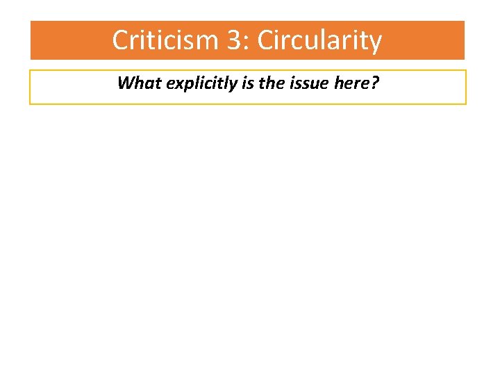 Criticism 3: Circularity What explicitly is the issue here? 