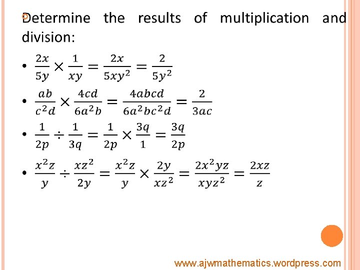  www. ajwmathematics. wordpress. com 