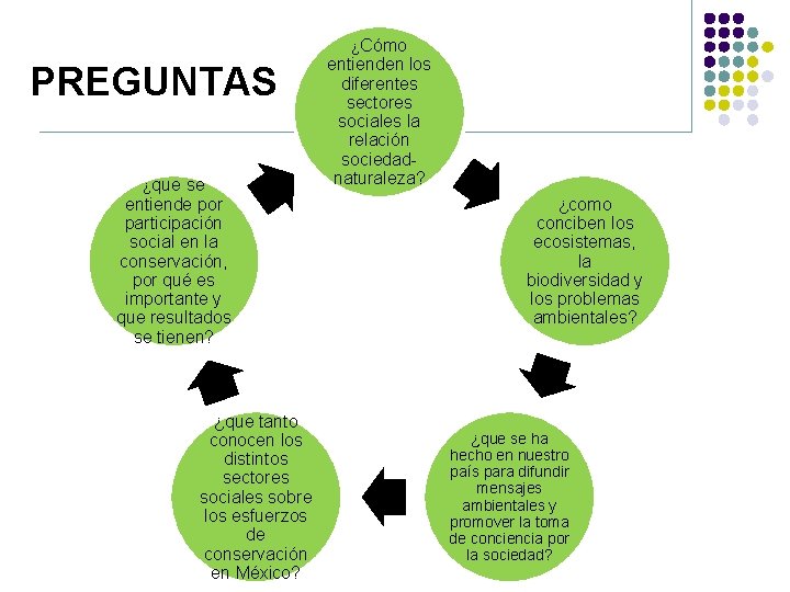 ¿Cómo PREGUNTAS ¿que se entiende por participación social en la conservación, por qué es