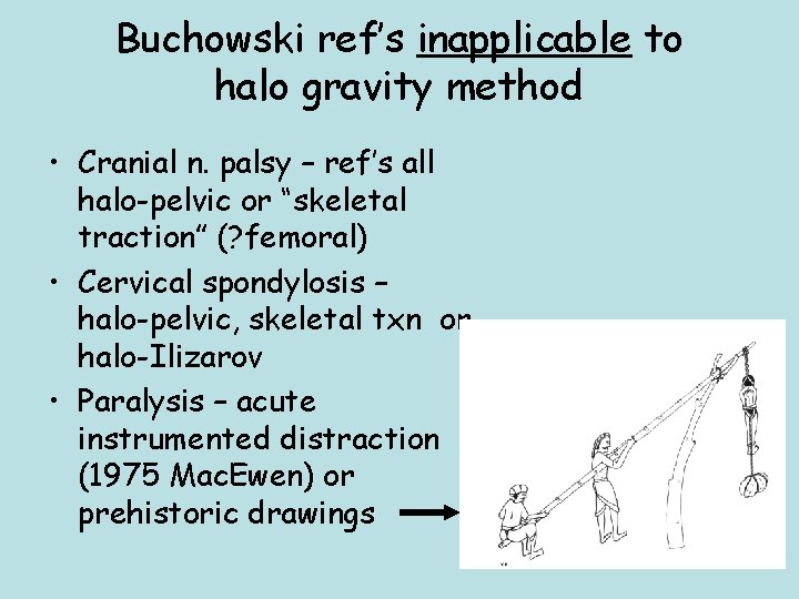 Buchowski ref’s inapplicable to halo gravity method • Cranial n. palsy – ref’s all