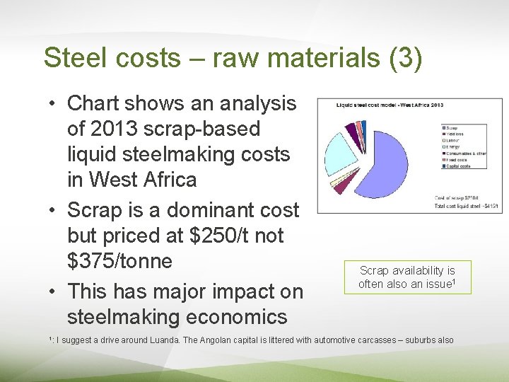 Steel costs – raw materials (3) • Chart shows an analysis of 2013 scrap-based