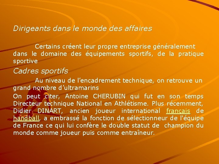 Dirigeants dans le monde des affaires Certains créent leur propre entreprise généralement dans le