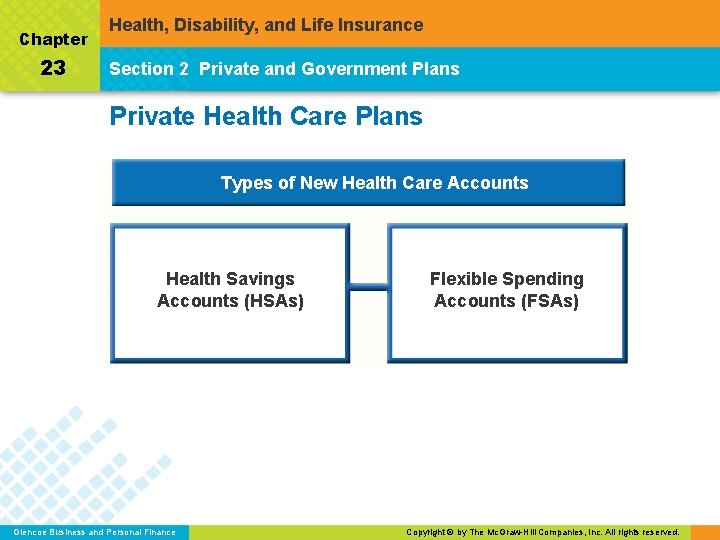 Chapter 23 Health, Disability, and Life Insurance Section 2 Private and Government Plans Private