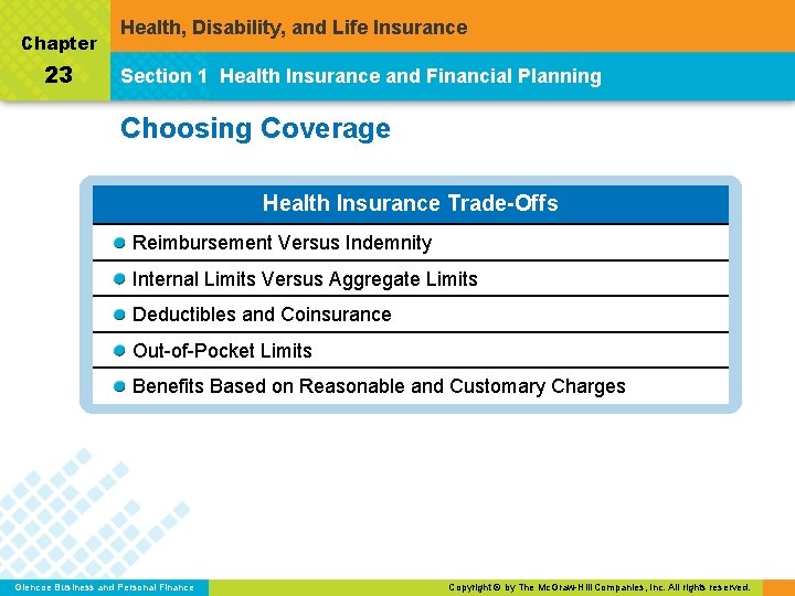 Chapter 23 Health, Disability, and Life Insurance Section 1 Health Insurance and Financial Planning