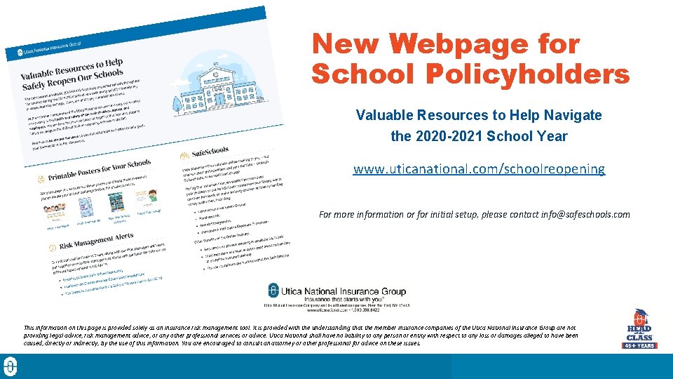 New Webpage for School Policyholders Valuable Resources to Help Navigate the 2020 -2021 School