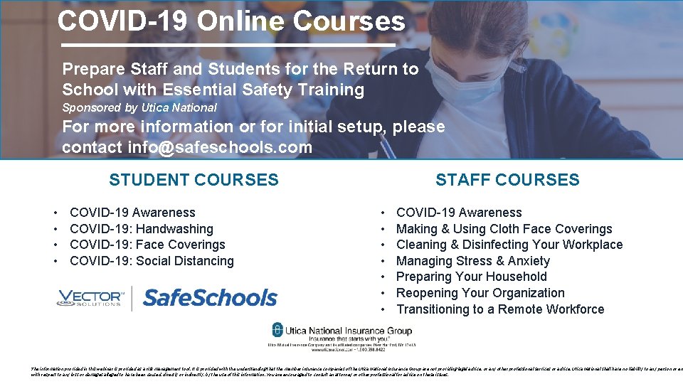 COVID-19 Online Courses Prepare Staff and Students for the Return to School with Essential