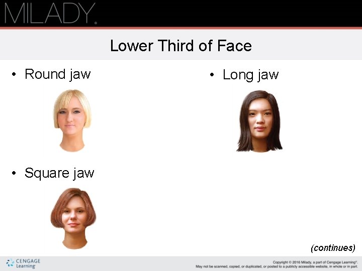 Lower Third of Face • Round jaw • Long jaw • Square jaw (continues)